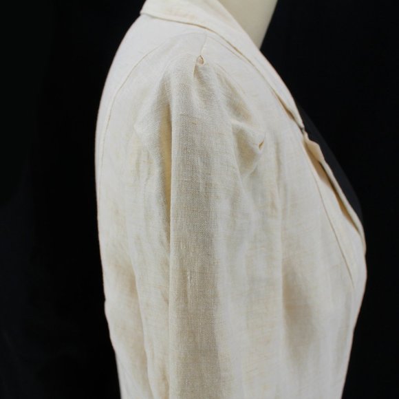 VTG Ralph Lauren Linen Victorian Walking Coat Puff Sleeve MOP Buttons Long 6 - Picture 5 of 16